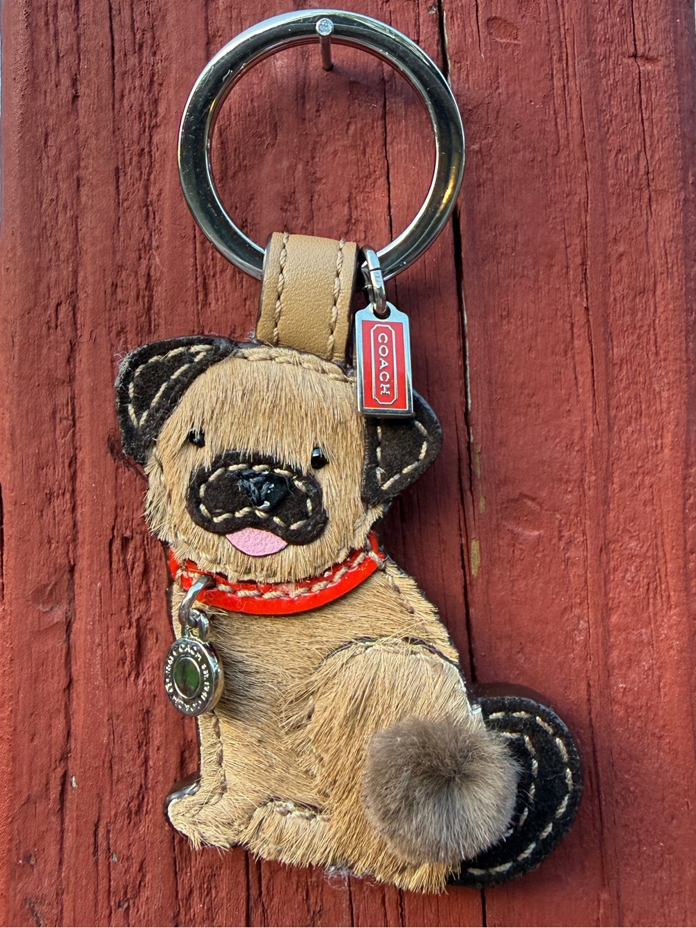Coach Vintage Genuine Calf Hair Pug Dog Keychain Bag Charm 92692